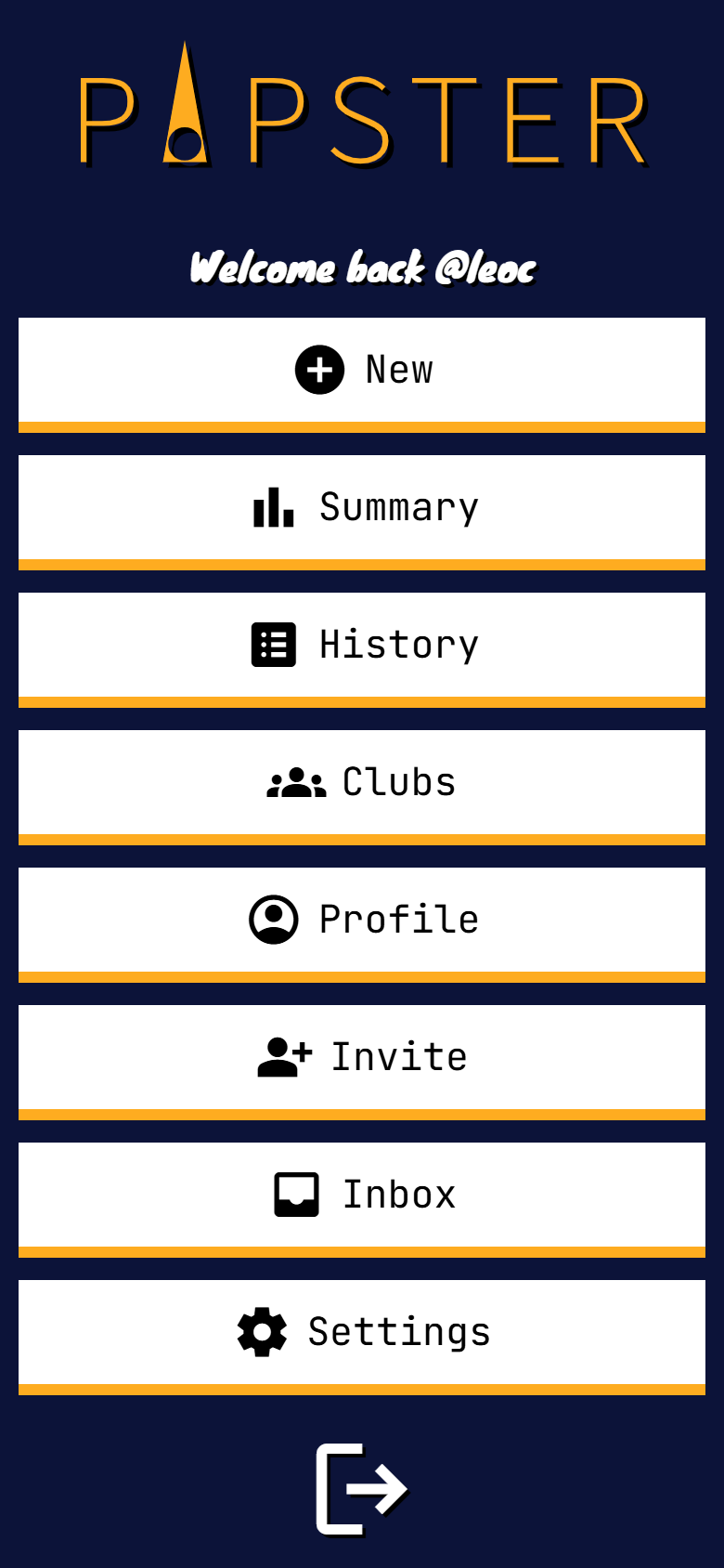 Pipster home screen