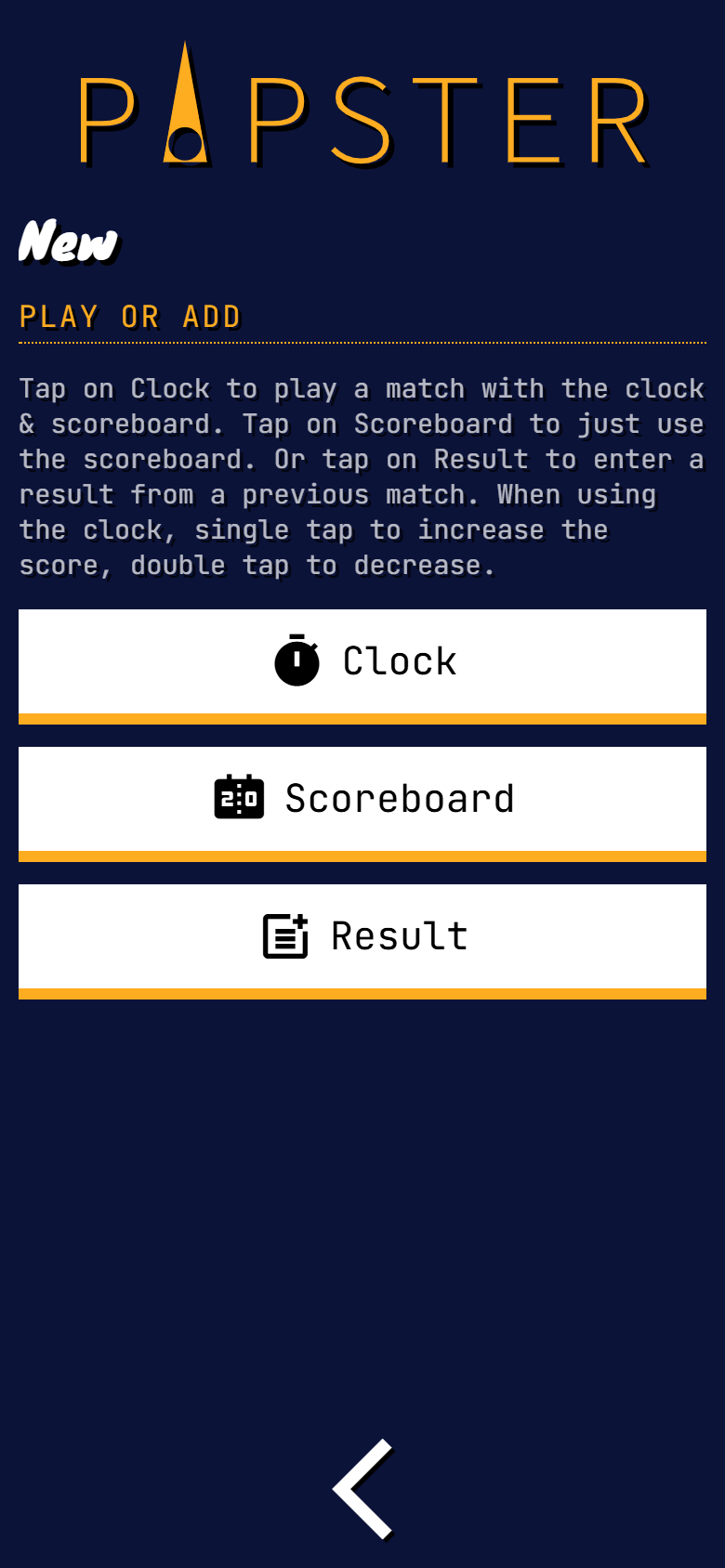 Pipster new match screen